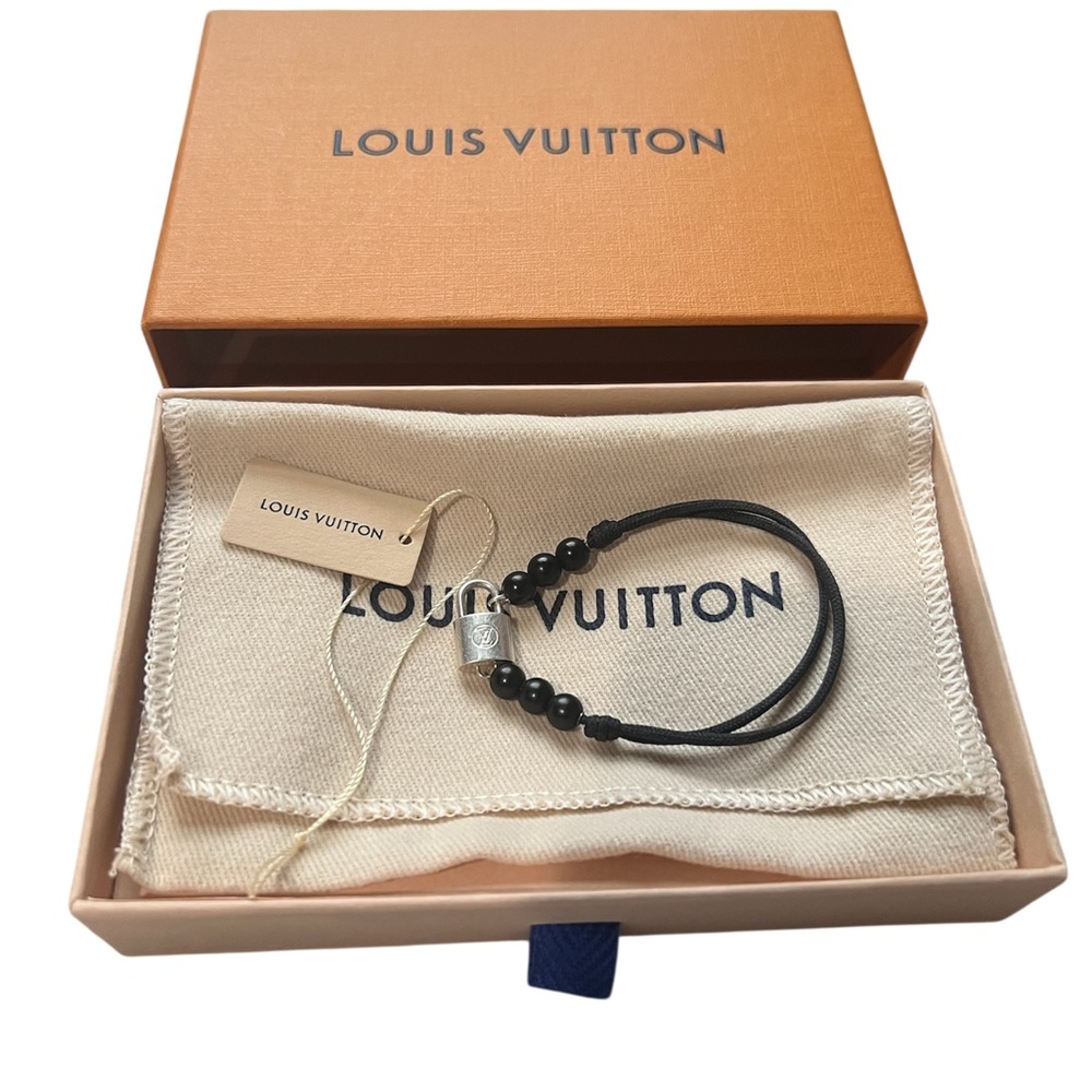 Louis Vuitton Black Beaded Bracelet with Silver Lock